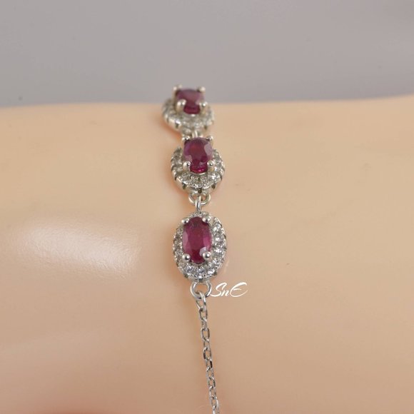 NEW 925 STERLING SILVER REAL GENUINE NATURAL RUBY SET 7 - Picture 8 of 10